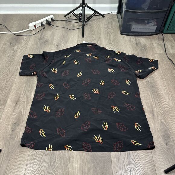 Vintage Y2K KENNINGTON LTD Dragon Button Down Hawaiian Shirt Black Flame NWT XL - Picture 6 of 6